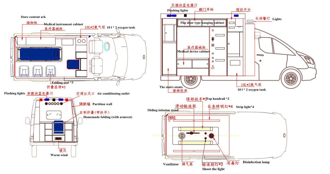 サロン 救急車130 Hp 救急車 トラック - ABS YES 全尺寸 5670×2011×2726 mm