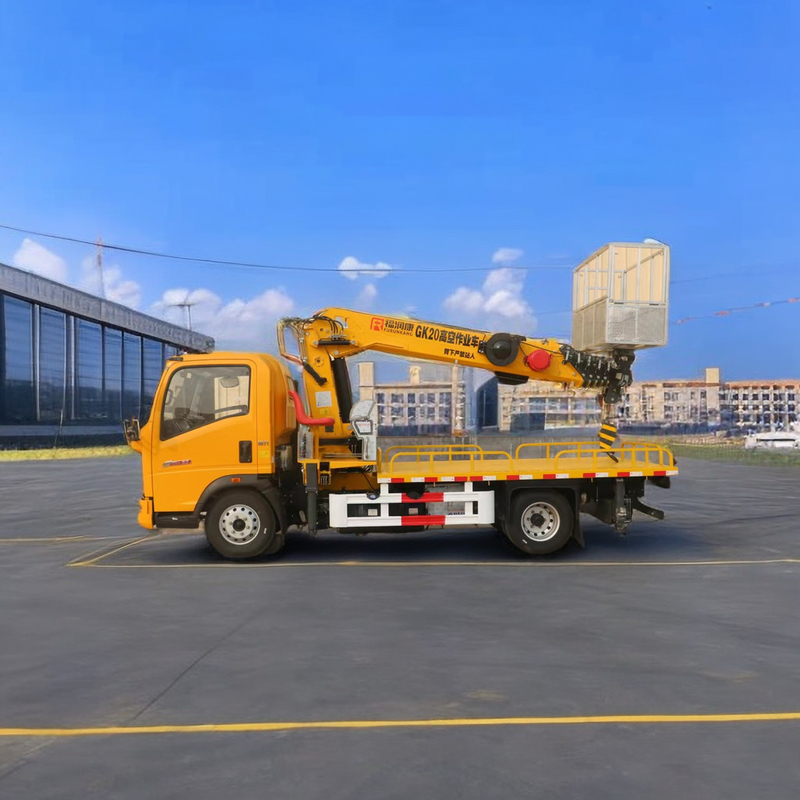 360°回転 21m 望遠鏡式ブーム 空中作業プラットフォーム トラック 2列のキャビンを搭載
